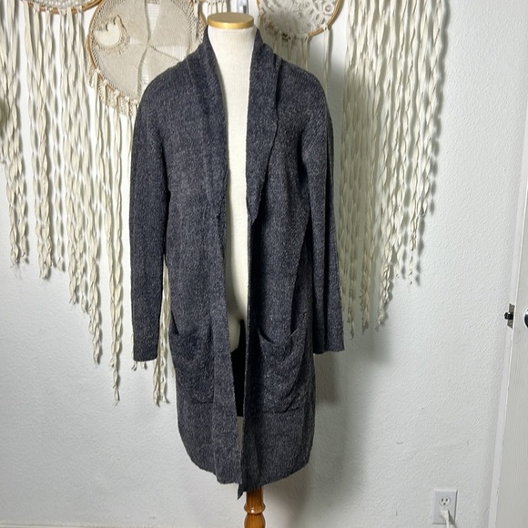 Barefoot Dreams CozyChic Lite Black Gray Open Front Cardigan Loungewear Size 2 - Picture 1 of 12